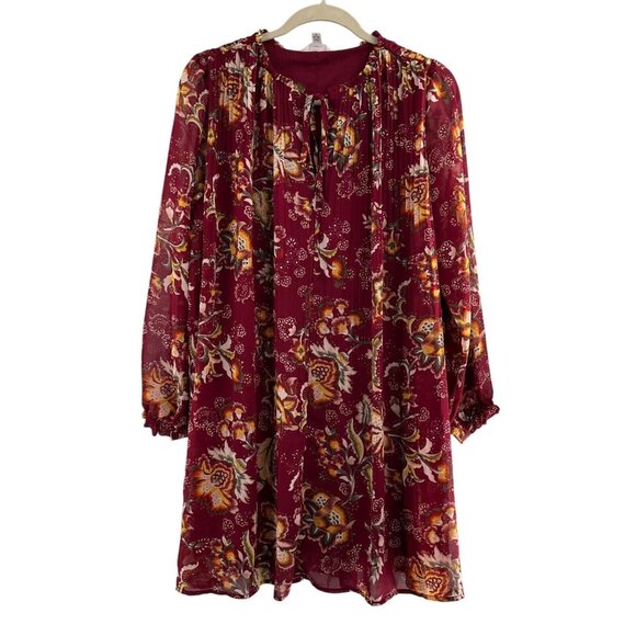 Time and Tru Dresses & Skirts - Time & Tru Floral Boho Dress M Multicolor Long Sleeve Peasant Pleated Babydoll b